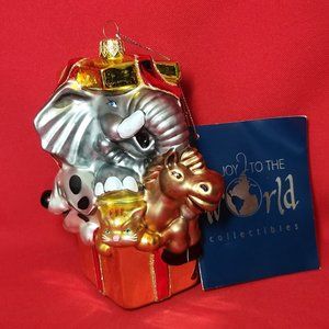 VTG Christmas Animals Ornament Joy to the World Collectibles 1998 Blown Glass